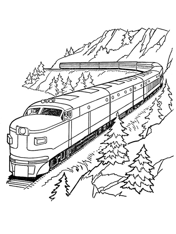 pociąg w górach kolorowanka