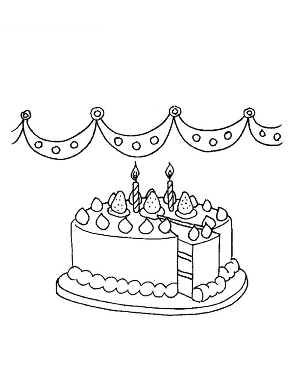 Urodzinowy tort ze świeczkami kolorowanka
