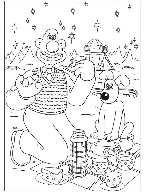 Wallace i Gromit na pikniku kolorowanka