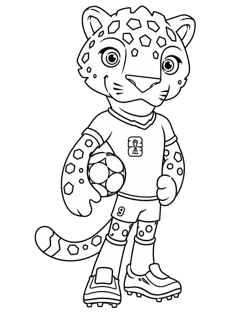 Zayu Jaguar (Maskotka Mistrzostw Świata 2026) kolorowanka
